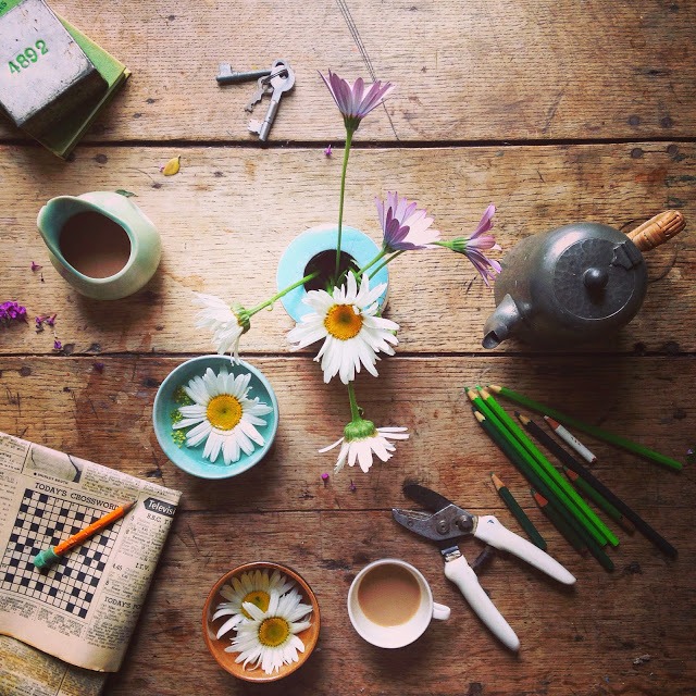 Flower flat lay photography ideas | 5FTINF Philippa Stanton