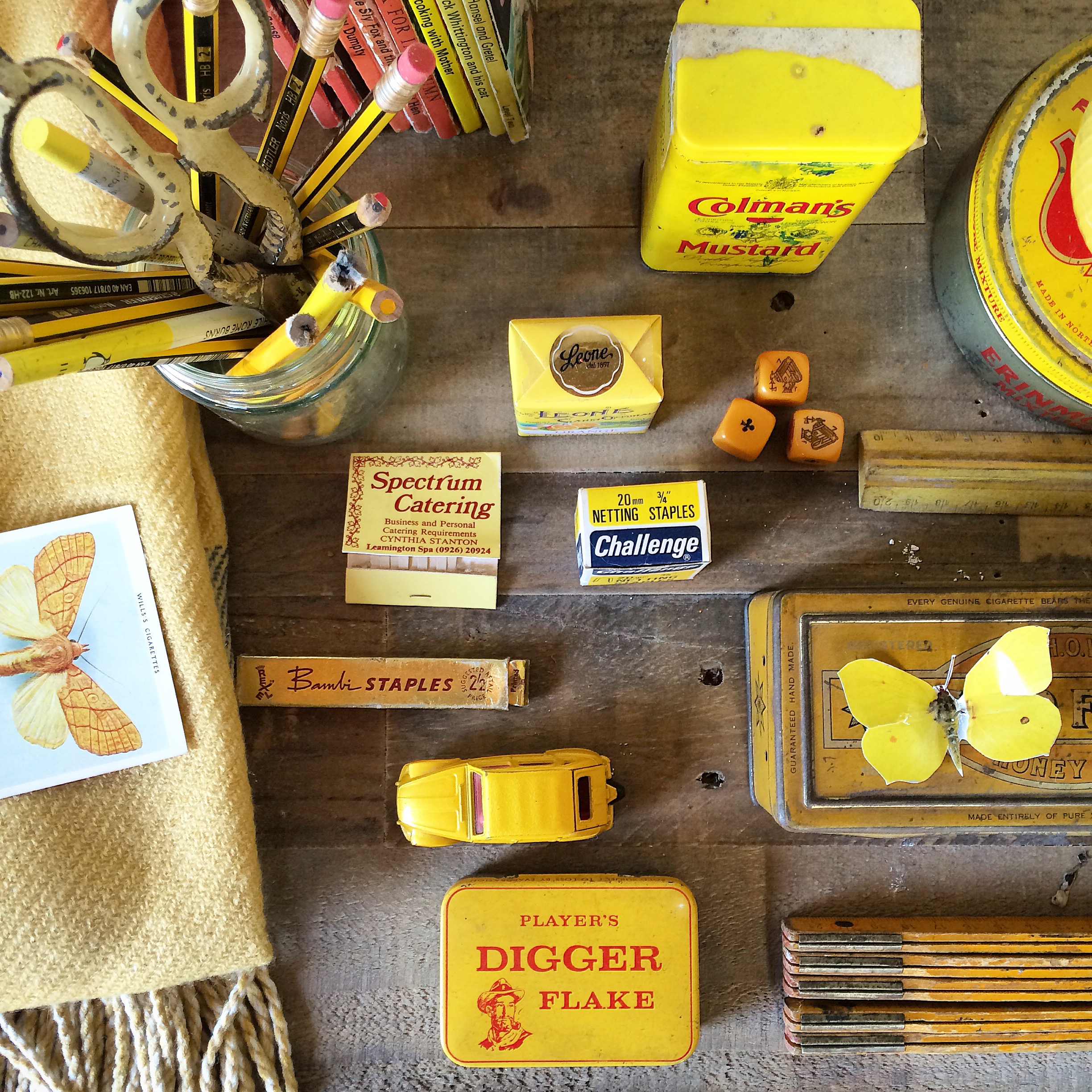 yellow flat lay photography inspiration