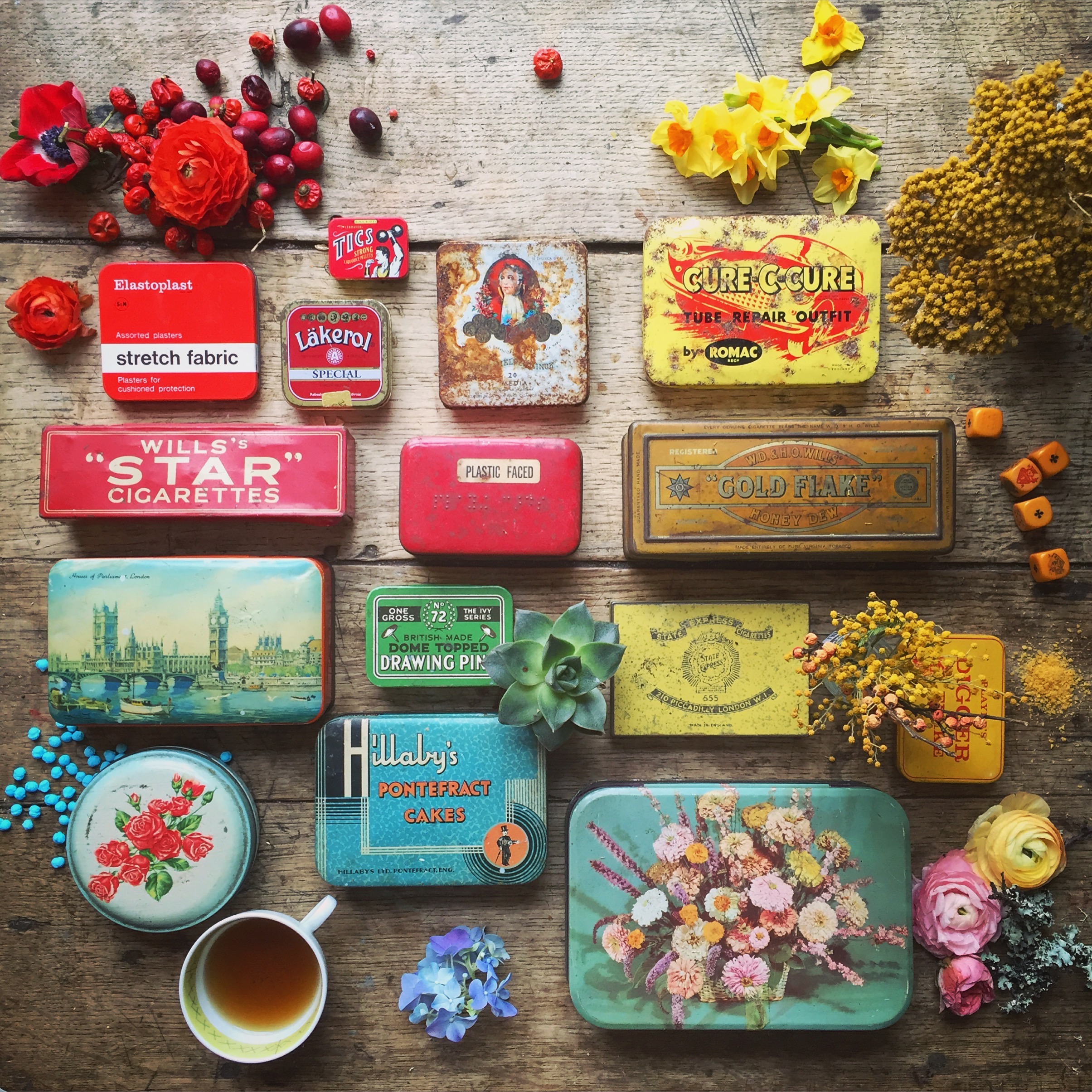 Colourful flat lay image